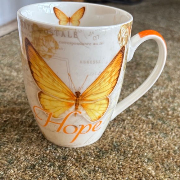 Christian Art Gifts Other - NWOT Butterfly Hope Mug - Orange and Yellow